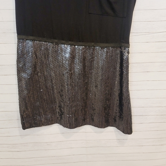 BCBGMAXAZRIA Mixed Media High Low Dress, size 4, Chrome Sequins, So cute! - Picture 7 of 8